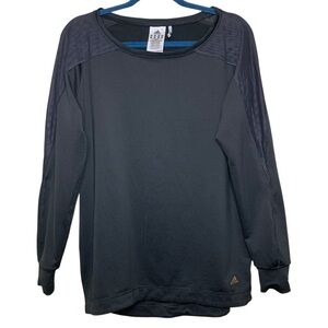 adidas Clima Lite Black Long Sleeve Shirt Sz M Breathable Mesh Crewneck Top